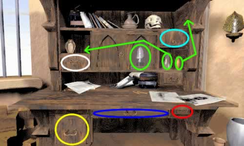 塔３階の部屋にある机